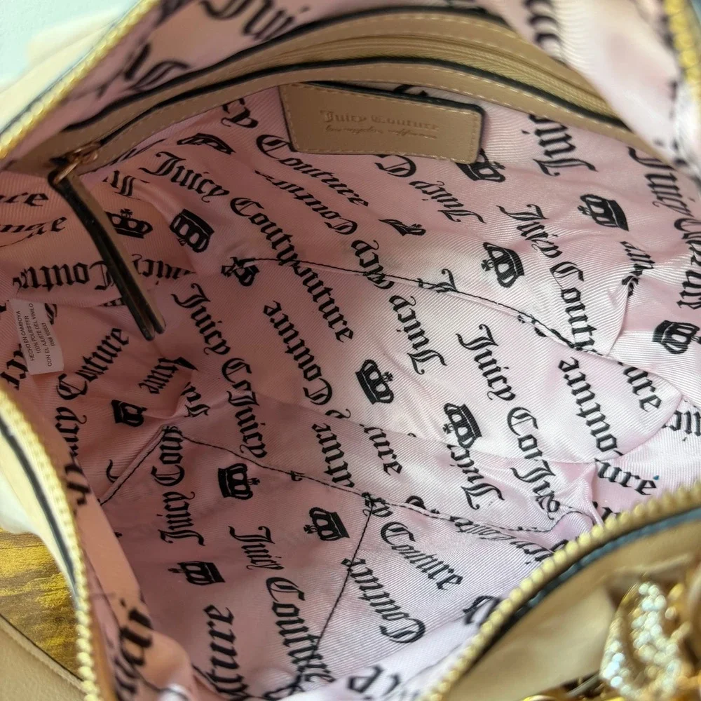 New Juicy Couture Sparkle Royal Beige Brown Hobo Shoulder Handbag Y2K Charm Cute
